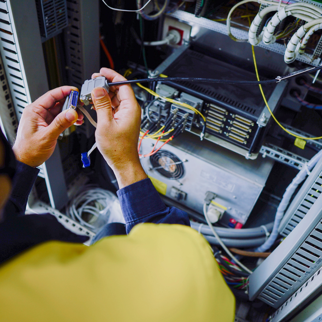 IT technician working on network infrastructure