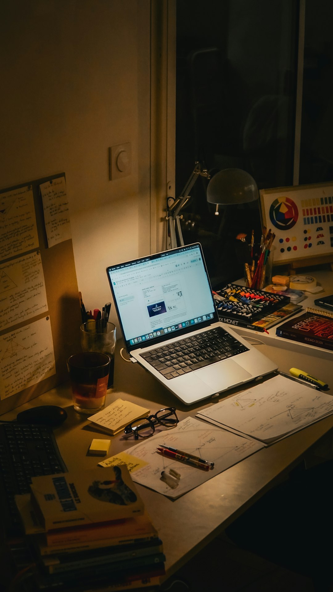 Chaotic desk with scattered notes